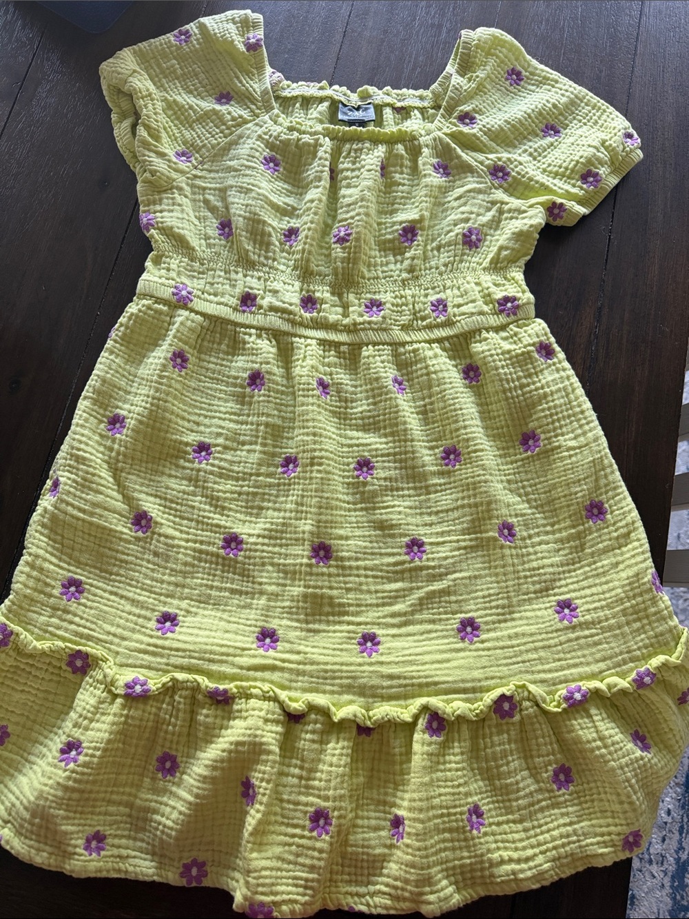 Zac Posen lime Dress with Purple Floral Embroidery